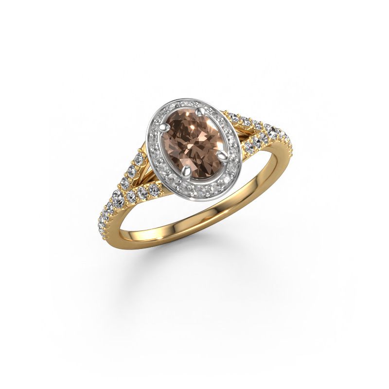 Engagement ring Pamela OVL 585 gold brown diamond 1.036 crt