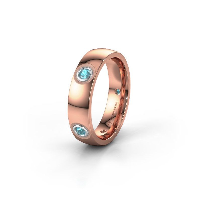 Afbeelding van Trouwring WH0139L25BP 585 rosé goud blauw topaas ±5x2 mm