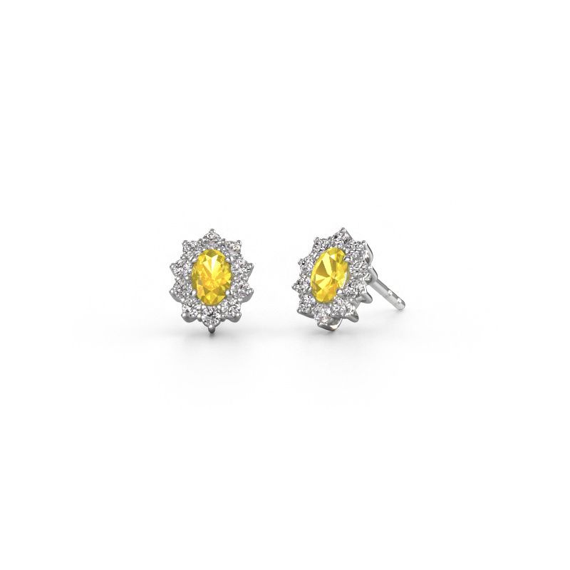 Earrings Leesa 585 white gold yellow sapphire 6x4 mm