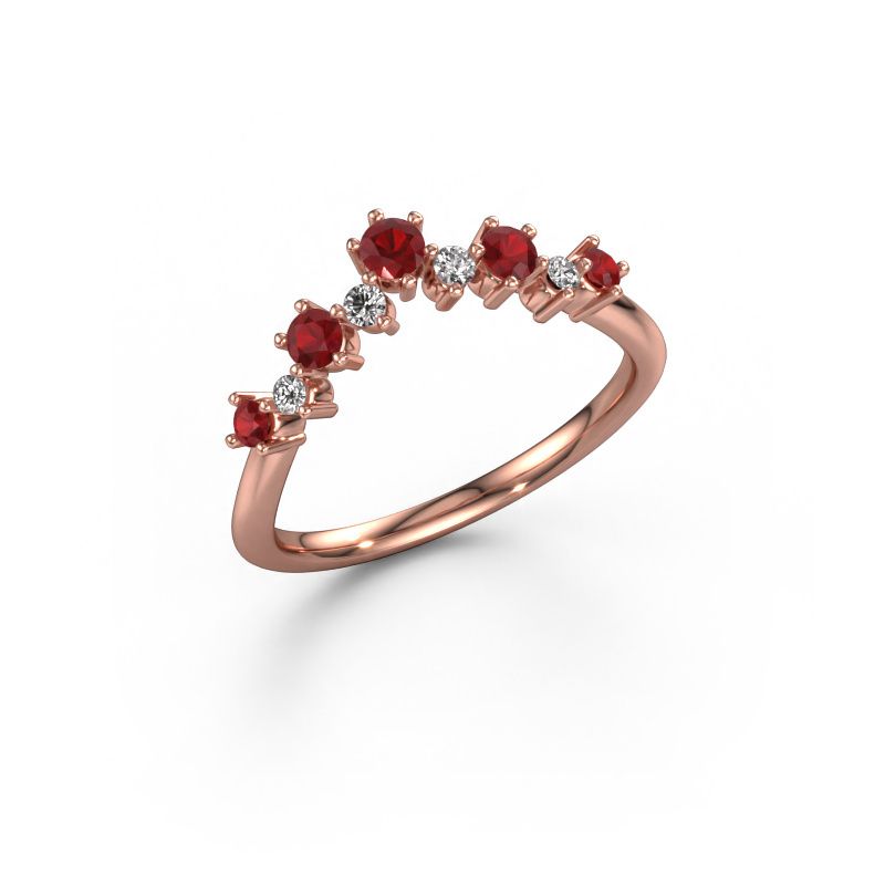 Aanschuifring Carly B 585 rosé goud robijn 2.7 mm