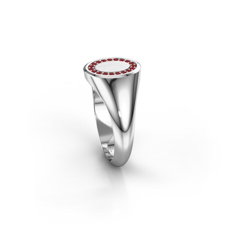 Image of Pinky ring floris oval 1<br/>585 white gold<br/>Ruby 1.2 mm