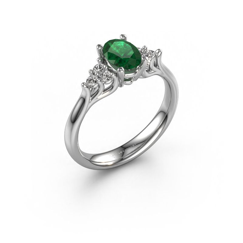 Verlobungsring Monika OVL 950 Platin Smaragd 7x5 mm