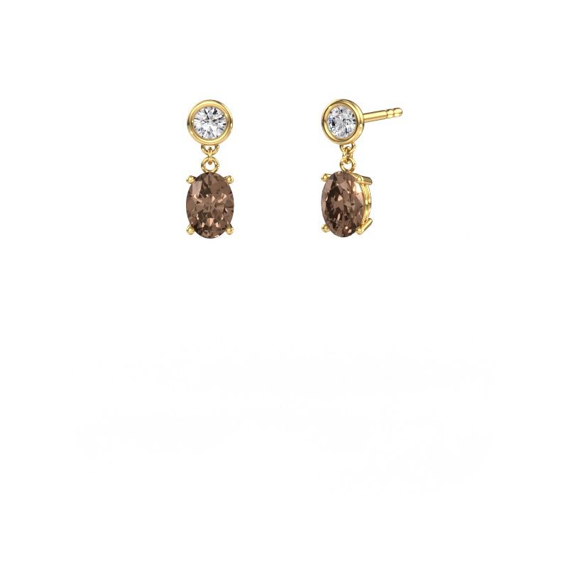 Pendants d'oreilles Lacey OVL 585 or jaune diamant brun 1.70 crt