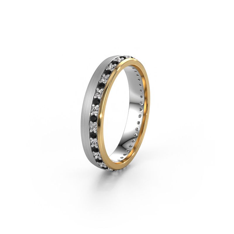 Wedding ring WH0303L24AM 585 white gold black diamond ±4x1.7 mm