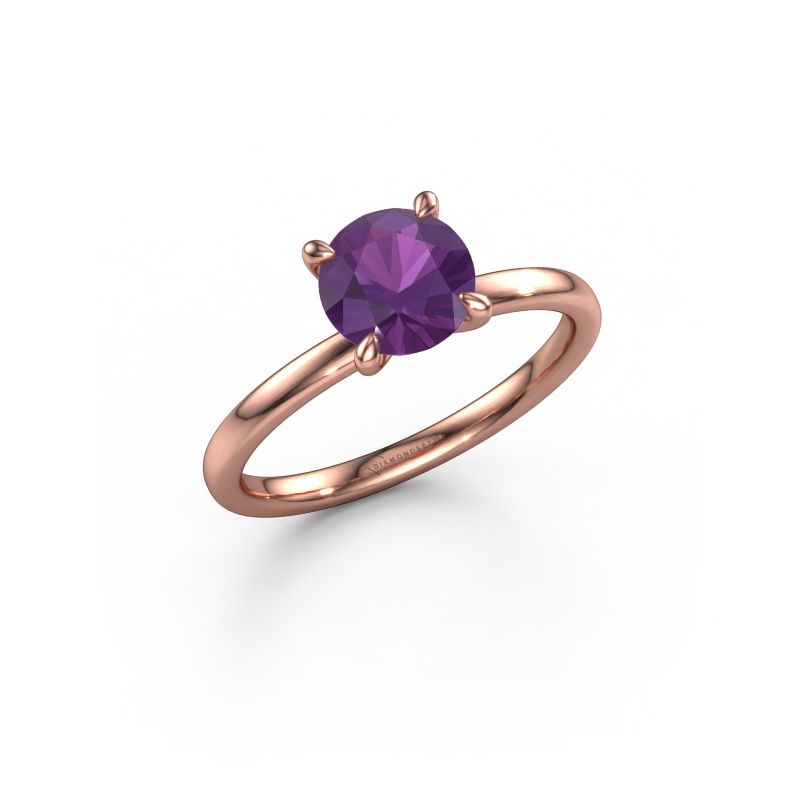 Bague de fiançailles Crystal RND 1 585 or rose améthyste 6.8 mm