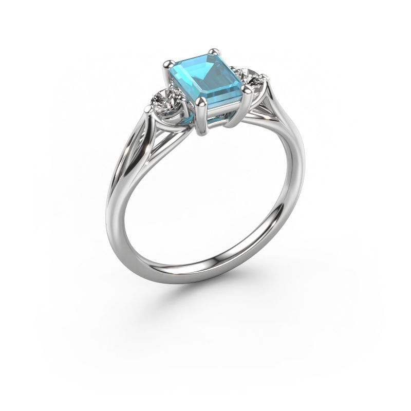 Verlobungsring Amie EME 950 Platin Blau Topas 7x5 mm