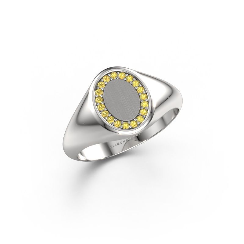 Signet ring Rosy Oval 1 585 white gold yellow sapphire 1.2 mm