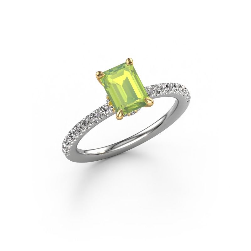 Engagement ring Crystal EME 4 585 white gold peridot 7x5 mm
