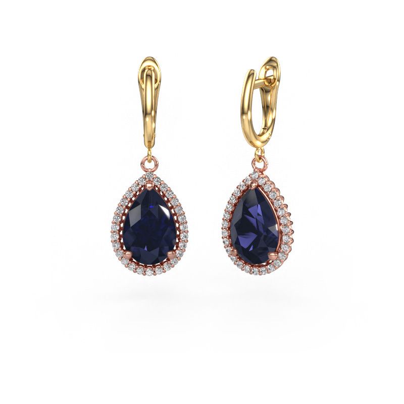 Drop earrings Tilly per 3 585 rose gold sapphire 12x8 mm