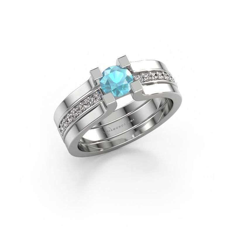 Engagement ring Myrthe 950 platinum blue topaz 5 mm