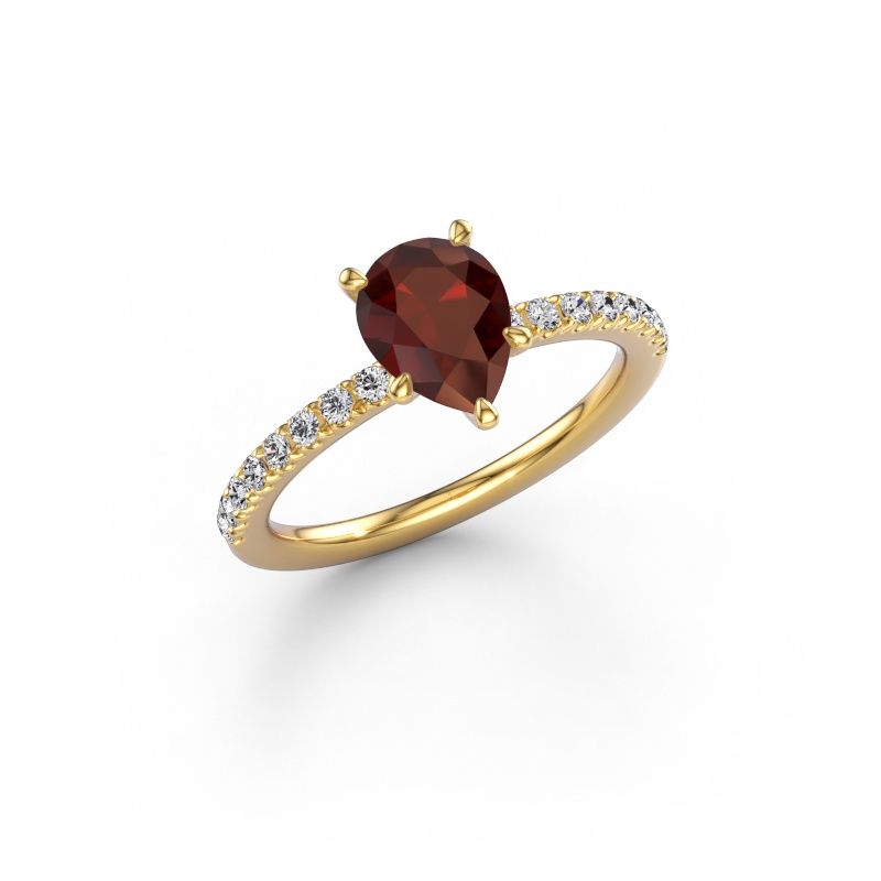 Engagement ring Crystal PER 2 585 gold garnet 8x6 mm