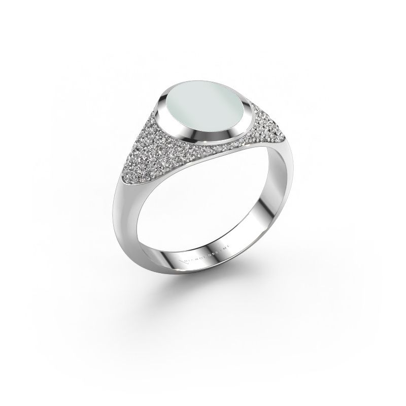 Bague pinky Giovani 950 platine nicolo verte 10x8 mm