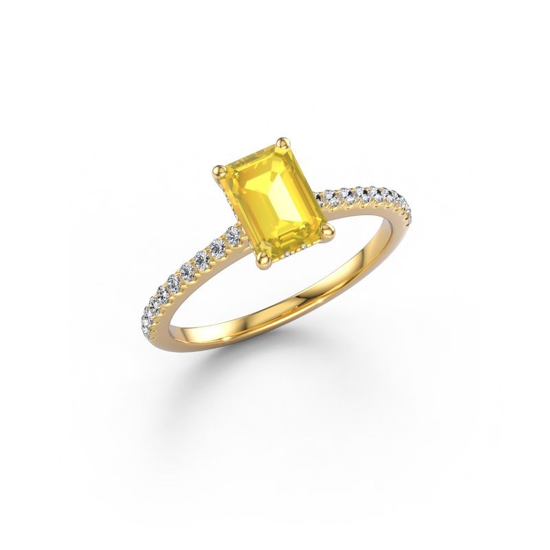 Förlovningsring Sophie EME 585 gult guld gul safir 7.5x5.5 mm