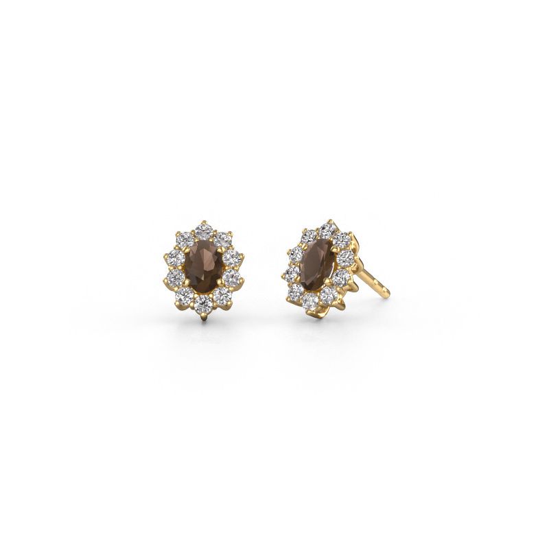 Earrings Leesa 585 gold smokey quartz 6x4 mm