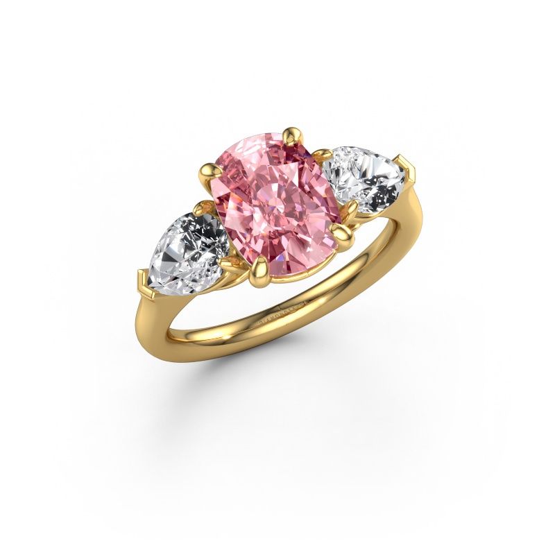 Engagement ring Carma CSH 585 gold pink lab grown diamond 9.7x7.2 mm