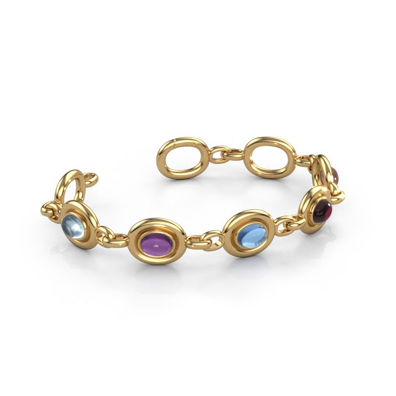 Gliederarmband Maxima 5 585 Gold Aquamarin 8x6 mm