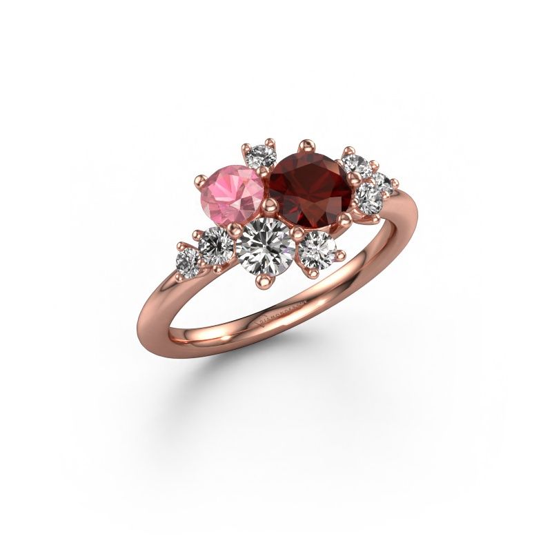 Ring Veronica 585 rosé goud granaat 5.4 mm