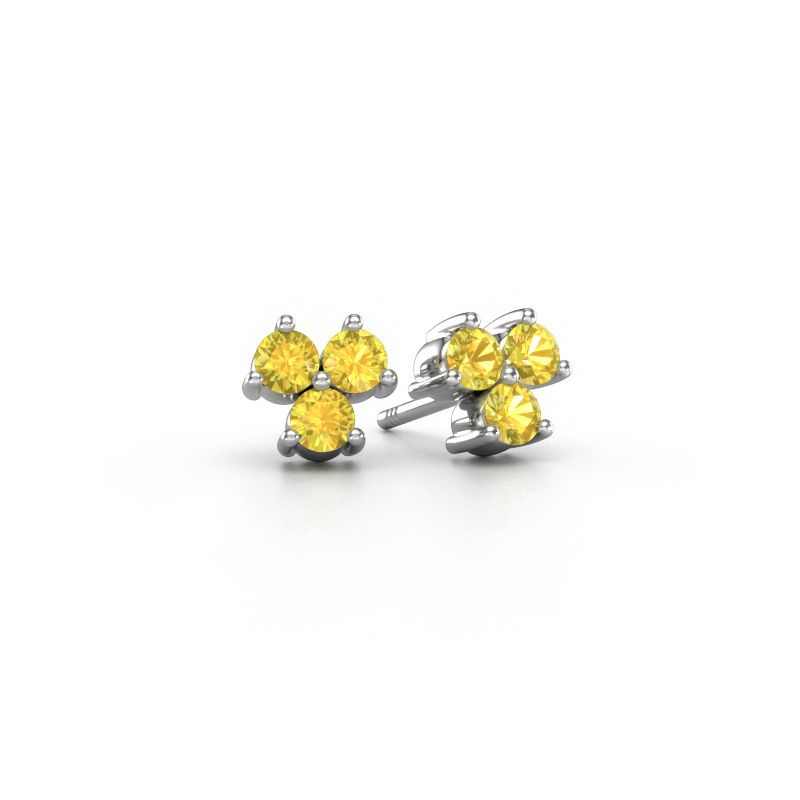 Clous d'oreilles Shirlee 950 platine saphir jaune 3 mm