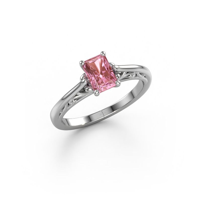 Verlobungsring Shannon rad 585 Weißgold rosa Labordiamant 6.5x4.5 mm
