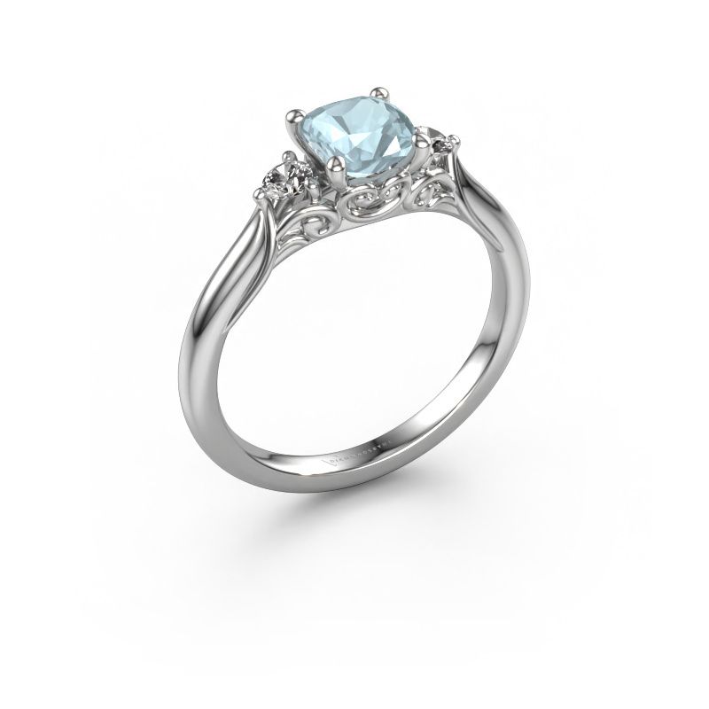 Engagement ring Laurian CUS 950 platinum aquamarine 5.5 mm
