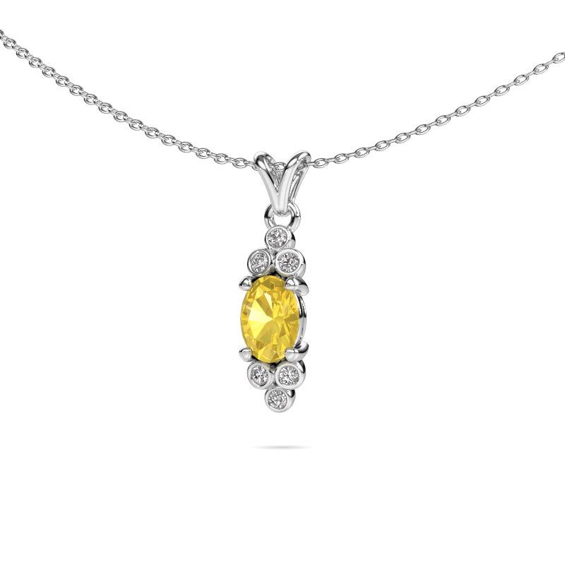Image de Pendentif Lucy 2<br/>950 platine<br/>Saphir jaune 7x5 mm