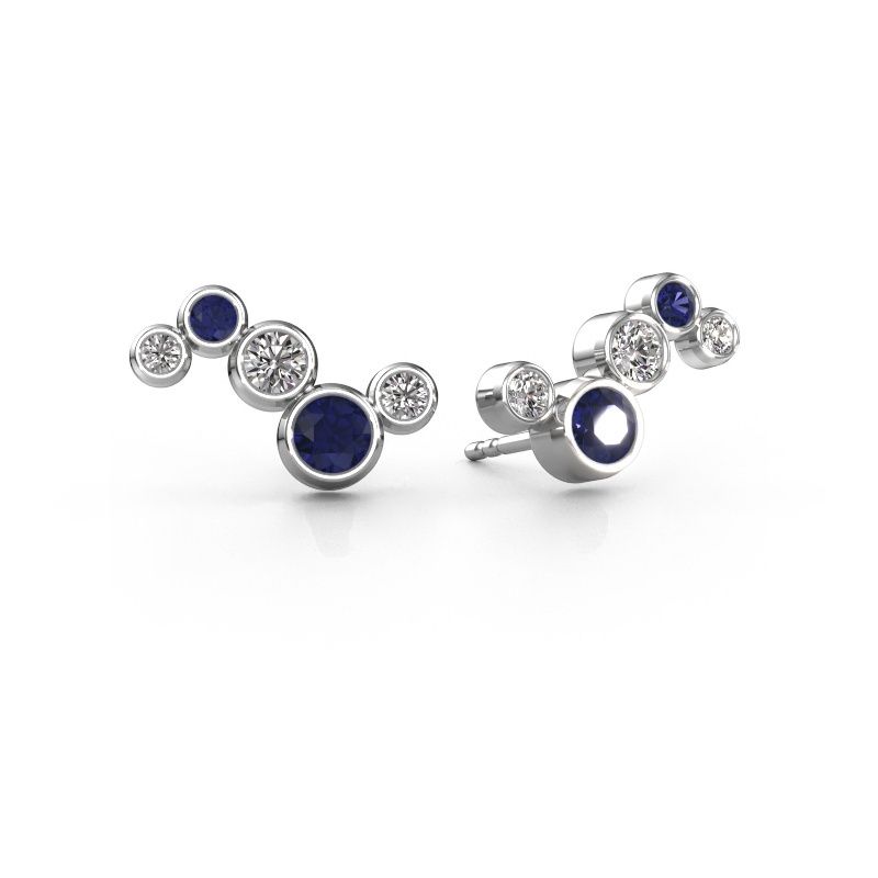 Boucles d'oreilles Ryan 585 or blanc saphir 4 mm
