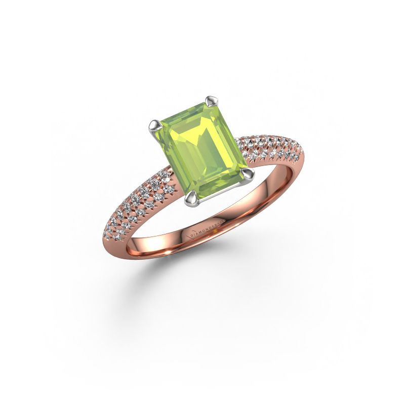 Bague de fiançailles Morane EME 585 or rose péridot 8x6 mm