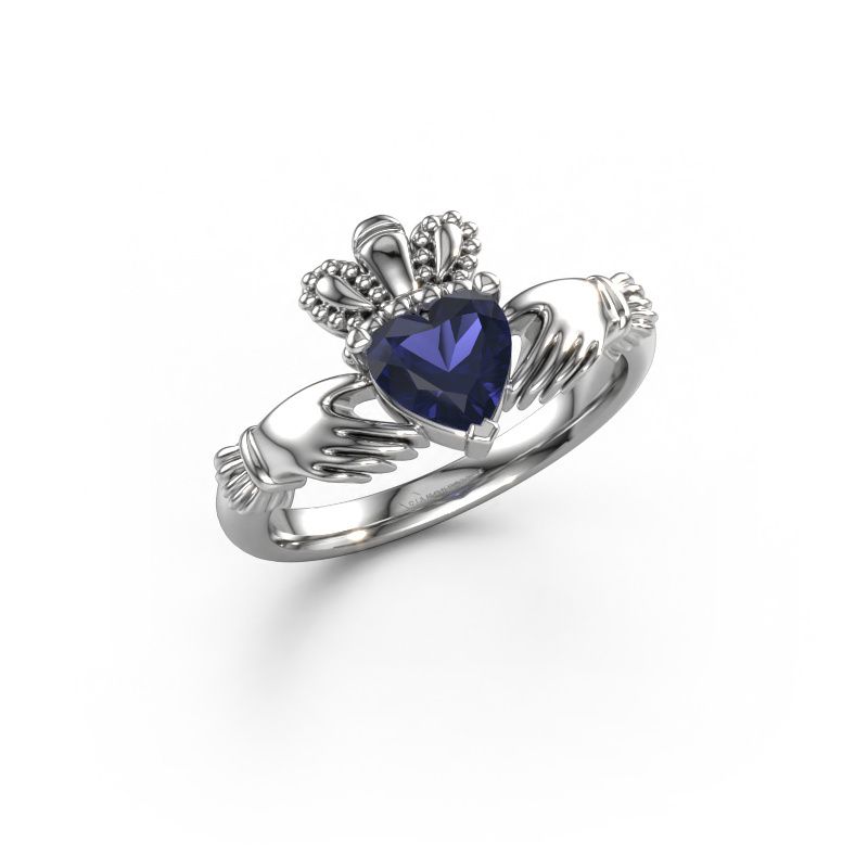 Ring Claddagh 2 950 Platin Saphir 6 mm