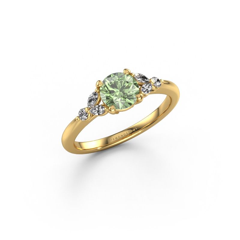 Engagement ring Megan RND 585 gold green lab grown diamond 5.7 mm