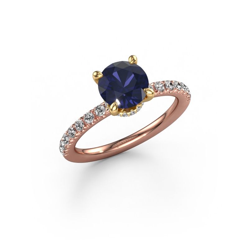 Verlobungsring Crystal rnd 4 585 Roségold Saphir 7 mm