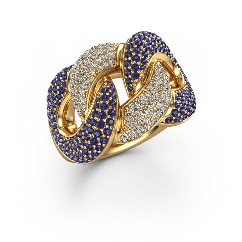 Ring Kylie 3 15mm 585 gold sapphire 0.8 mm