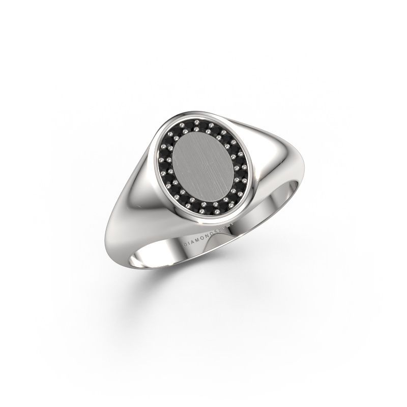 Signet ring Rosy Oval 1 585 white gold black diamond 0.009 crt