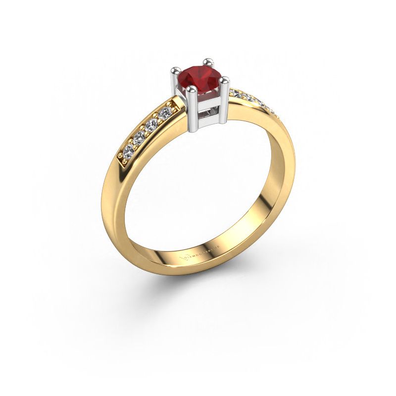 Bague de fiançailles Eline 2 585 or jaune rubis 3.7 mm