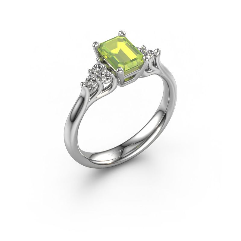 Verlovingsring Monika EME 585 witgoud peridoot 7x5 mm