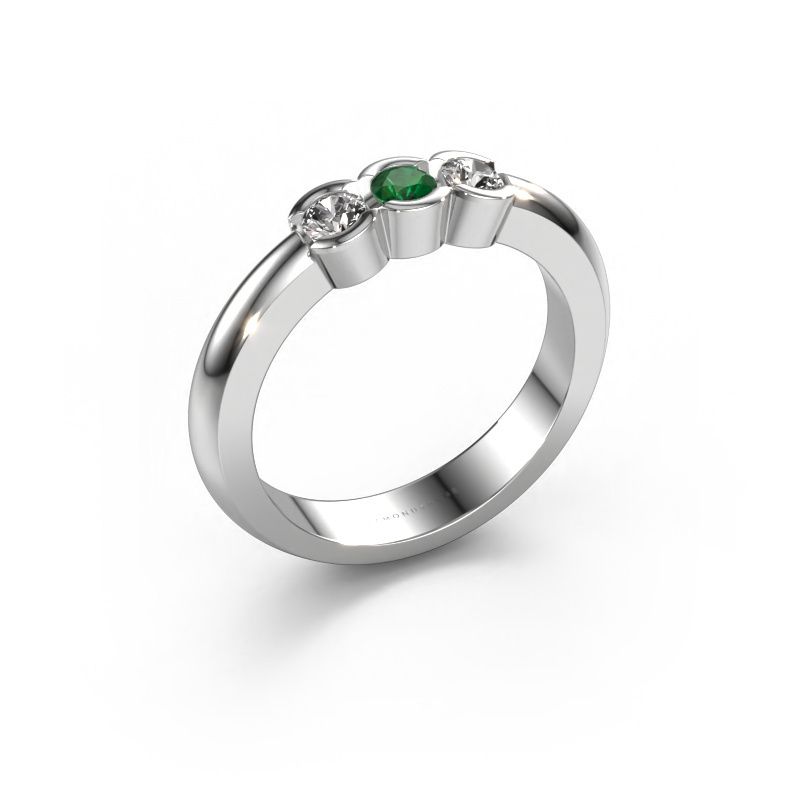 Ring Lotte 3 585 witgoud smaragd 3 mm