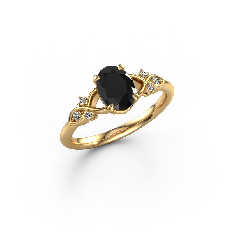 Engagement ring Azra OVL 585 gold black diamond 1.454 crt