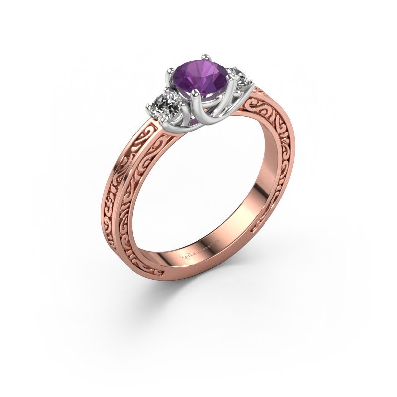 Engagement ring Betty 1 585 rose gold amethyst 5 mm