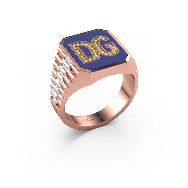 Siegelring Stephan 2 585 Roségold Gelb Saphir 0.9 mm