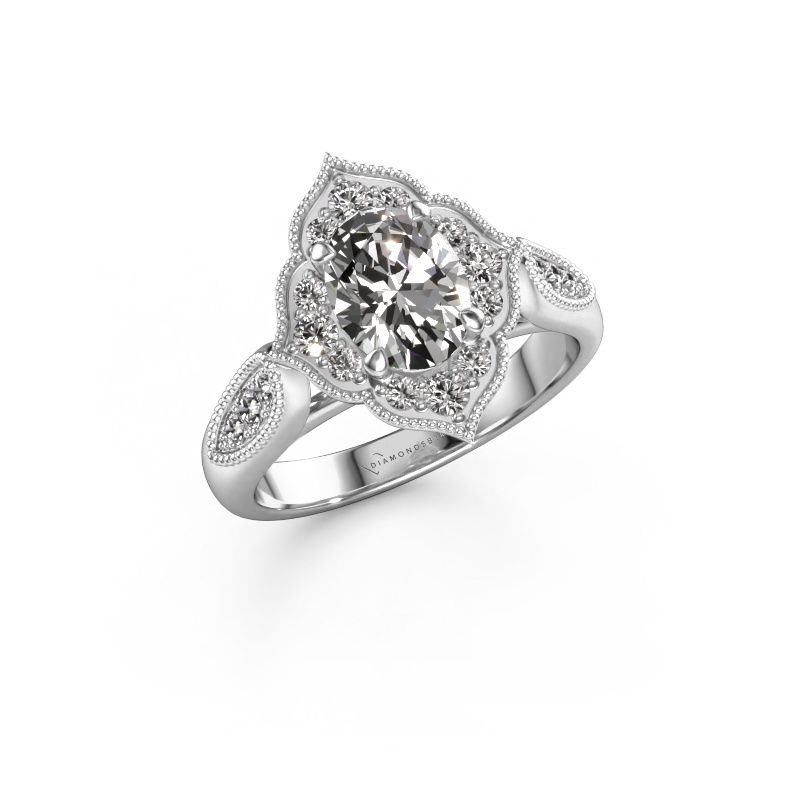 Verlobungsring Rosan 950 Platin Zirkonia 8x6 mm