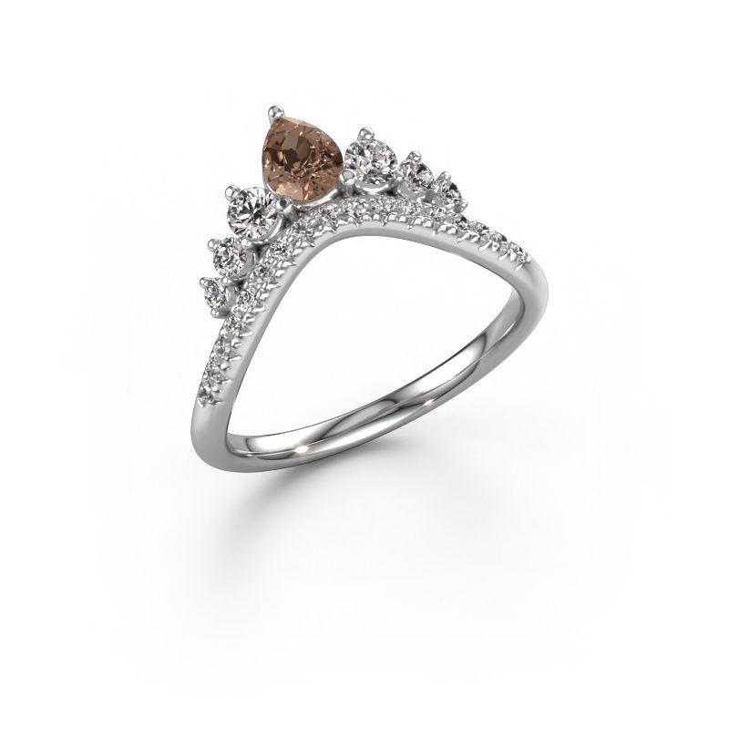 Vorsteckring Crown B 585 Weißgold Braun Diamant 0.614 crt
