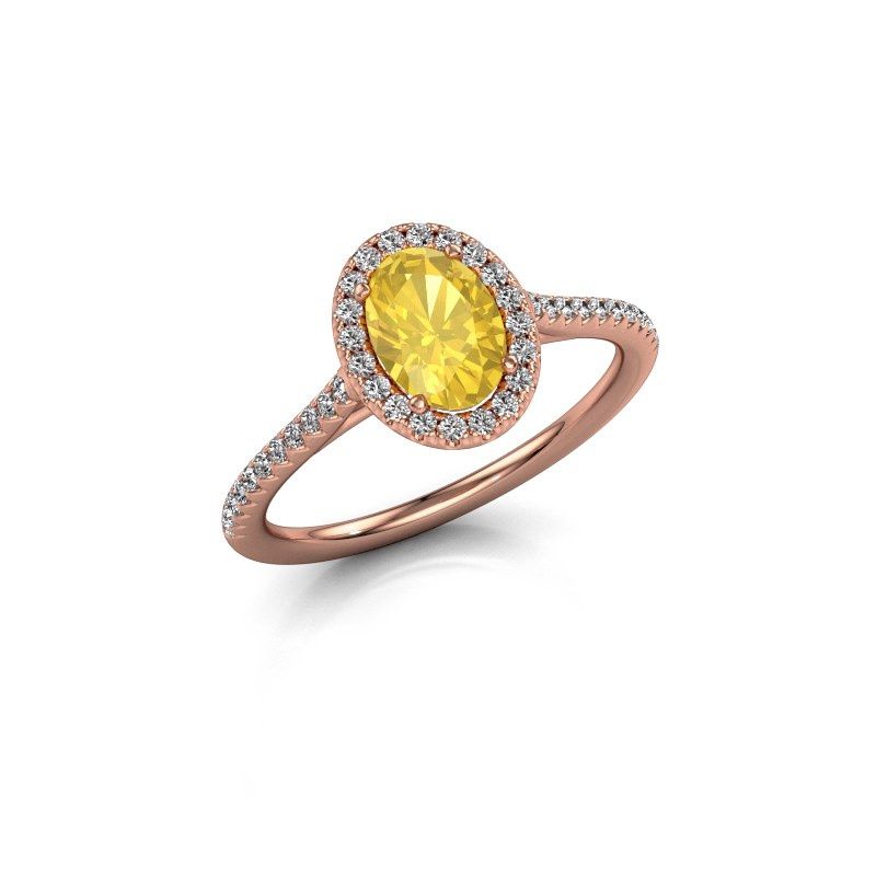 Image of Engagement ring seline ovl 2<br/>585 rose gold<br/>Yellow sapphire 7x5 mm