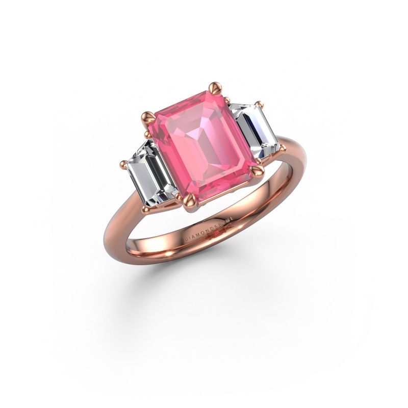Anello di fidanzamento Maggie EME 585 oro rosa zaffiro rosa 9x7 mm