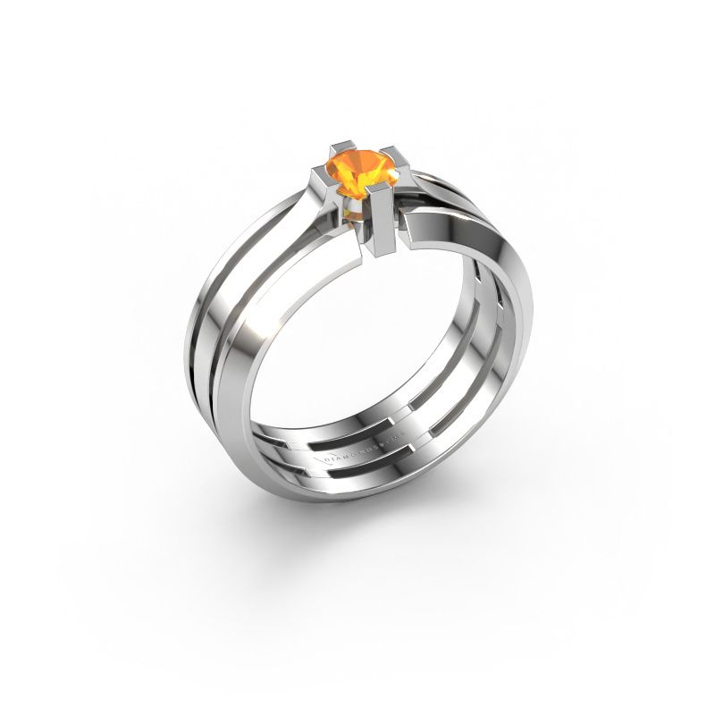 Bague pour homme Sem 950 platine citrine 4.7 mm