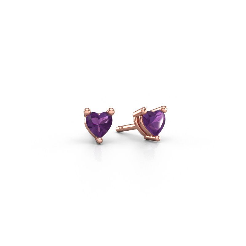 Oorstekers Garnet 585 rosé goud amethist 4 mm