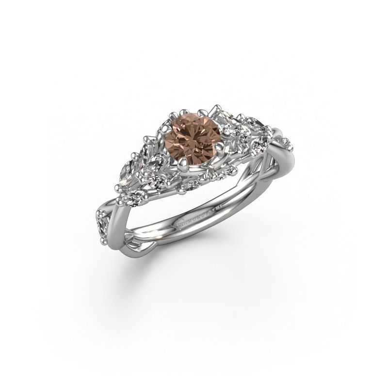 Verlobungsring Samantha RND 585 Weißgold Braun Diamant 0.50 crt