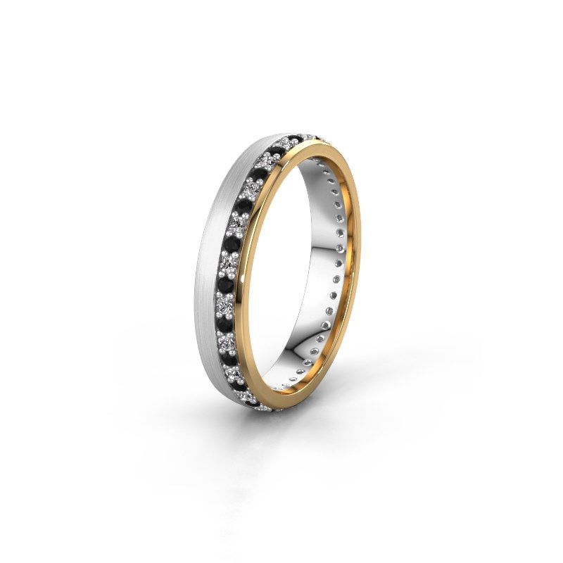 Afbeelding van Trouwring WH0303L24AM<br/>585 witgoud ±4x1.7 mm<br/>Zwarte diamant