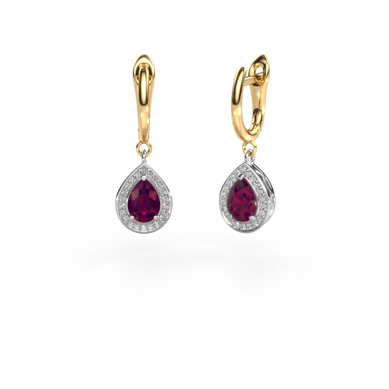 Pendants d'oreilles Ginger 1 585 or blanc rhodolite 7x5 mm