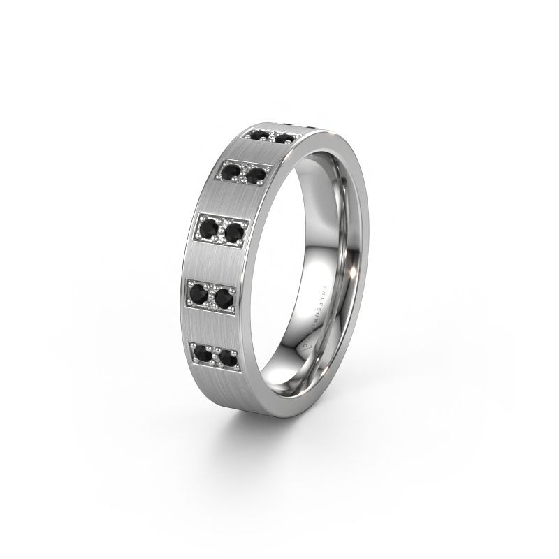 Trouwring WH2013L 585 witgoud zwarte diamant ±5x2 mm