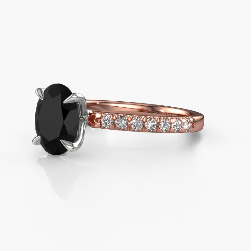 Image of Engagement Ring Crystal Ovl 2<br/>585 rose gold<br/>Black diamond 2.44 crt