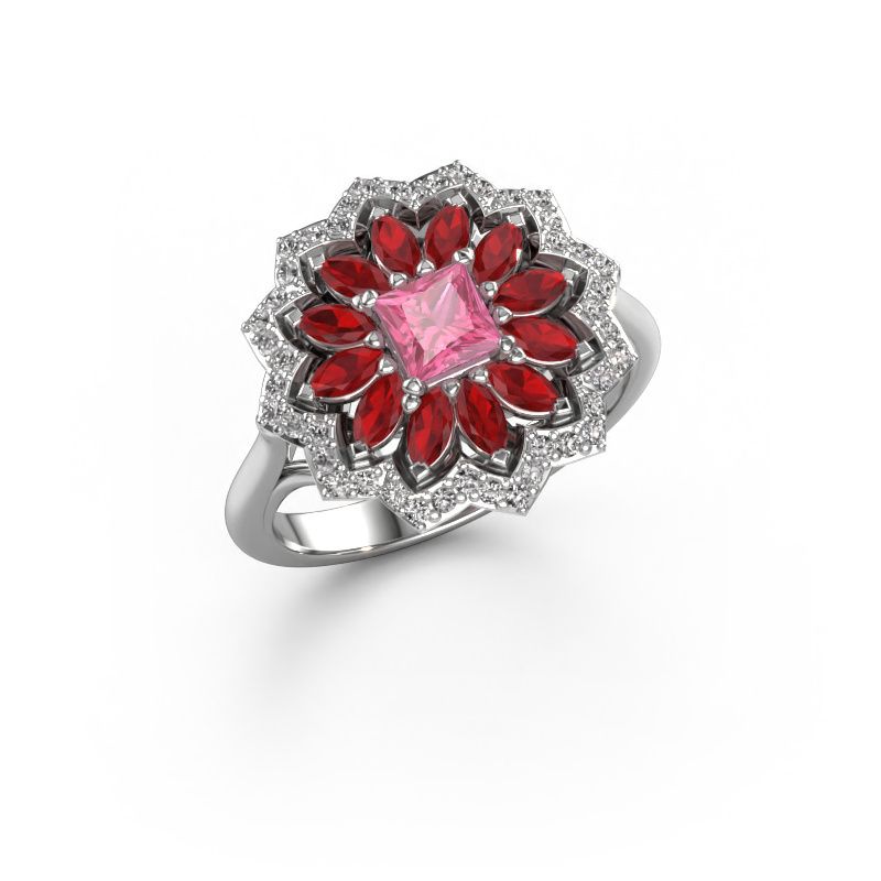 Bague de fiançailles Franka 950 platine saphir rose 4 mm